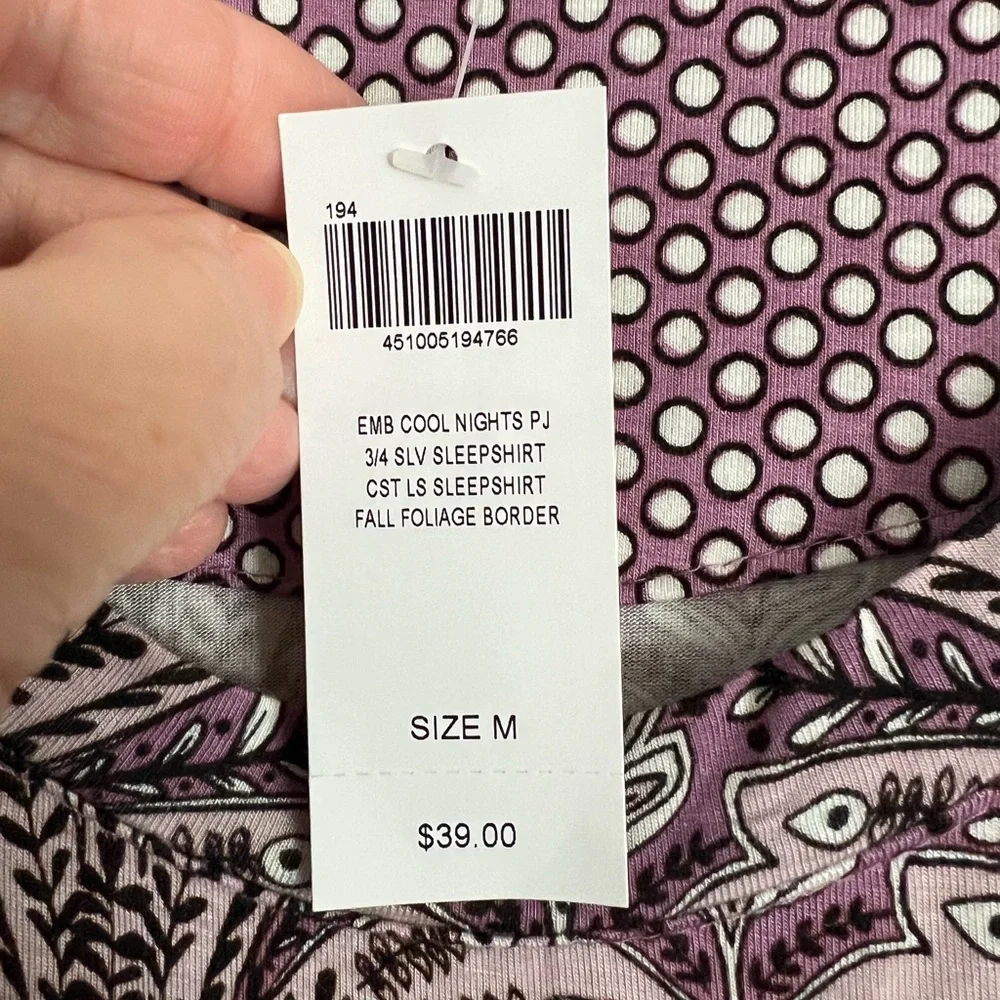 Soma Cool Nights Purple Print Night Shirt Size M - Picture 4 of 6